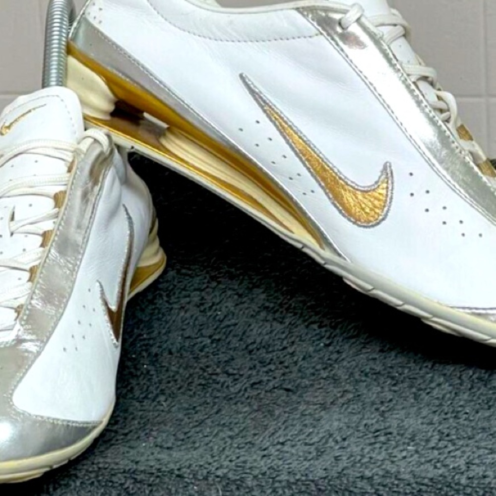Nike Shox Rival Women's Running Shoes White Silver Gold Sneakers 6.5